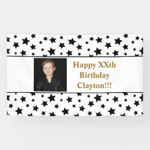 Black Stars mit Message Foto Geburtstagsbanner Banner