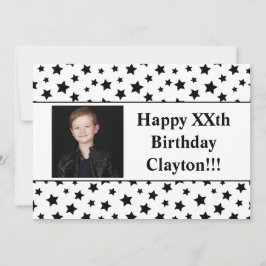 Black Stars mit Message Foto Geburtstagsparty Einladung