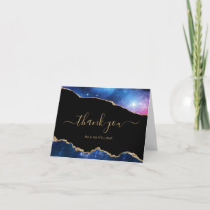 Black & Stars Navy Blue Gold Dankeschön Karte