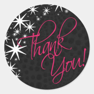 Black Stars Quinceañera Vielen Dank (schwarz/fusch Runder Aufkleber