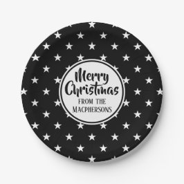 Black Stars Weihnachtsbuch-Teller Pappteller