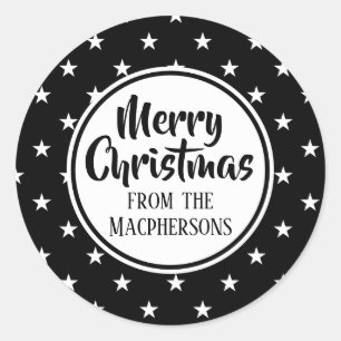 Black Stars Weihnachtskleber Runder Aufkleber