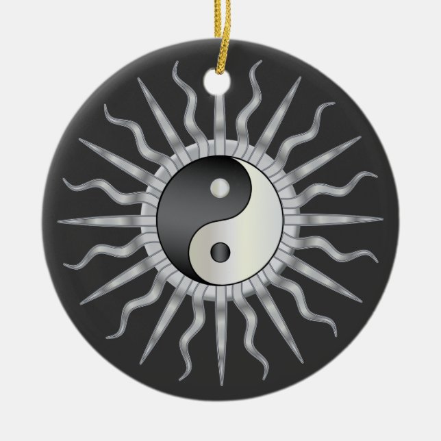 Black Sternexplosion Yin Yang Keramik Ornament (Vorne)