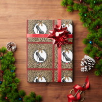 Black Stiletto Shoe Cheetah Print Wrapping Paper