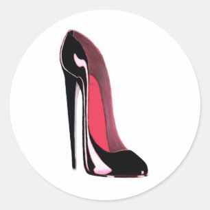 Black Stiletto Shoe Runder Aufkleber