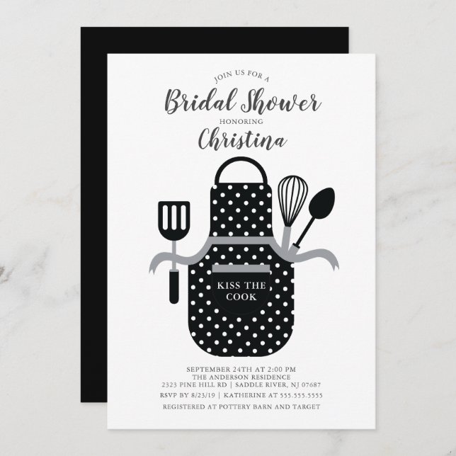 Black Stock the Kitchen Bridal Dusche Einladung (Vorne/Hinten)
