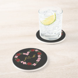 Black stoneware coasters with a pink and red heart getränkeuntersetzer