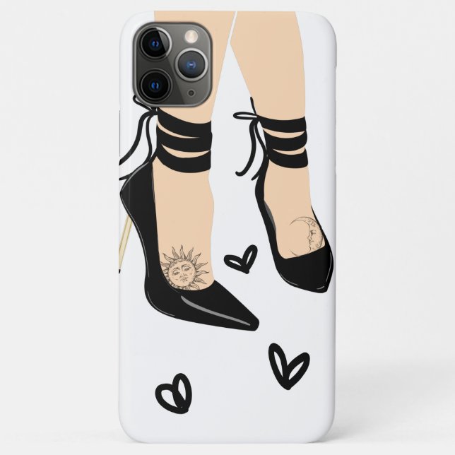 Black Strappy High Heels Sun Moon Girly Chic Case-Mate iPhone Hülle (Rückseite)