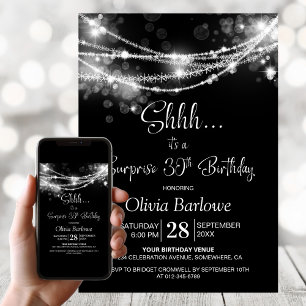 Black String Lights Überraschung 30. Geburtstag Pa Einladung