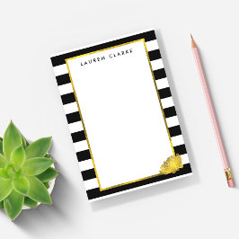 Black Strip & Gold Peony Post-it Klebezettel