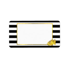 Black Strip & Imitate Goldpeony Adressaufkleber