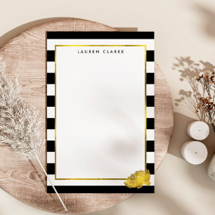 Black Strip & Imitate Goldpeony Personalisiert Briefpapier