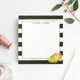 Black Strip & Imitate Goldpeony Personalisiert Notizblock