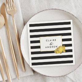 Black Strip & Imitate Goldpeony Serviette