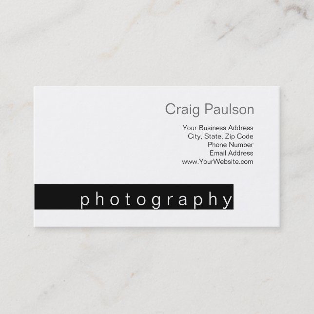 Black Strip White Trend Fotografy Business Card Visitenkarte (Vorderseite)