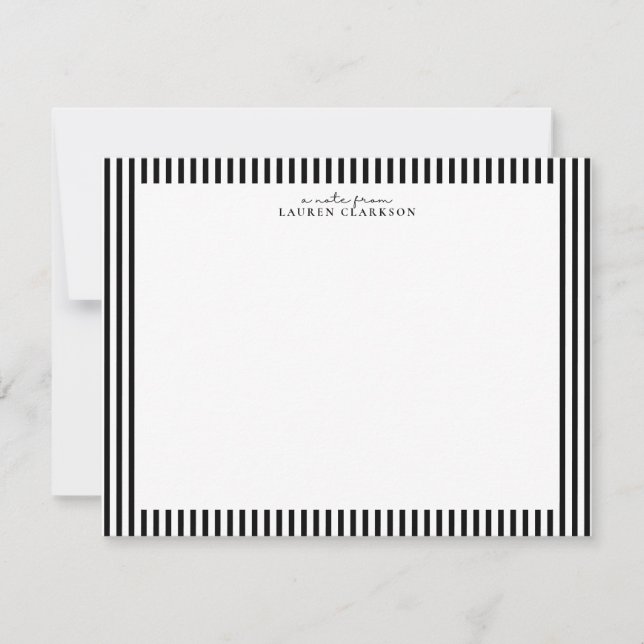 Black Stripe Border Note Card Einladung (Vorderseite)