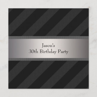 Black Stripe Mans 30. Geburtstag Party Einladung