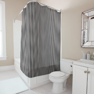 Black Striped Bathroom Shower Curtain Duschvorhang