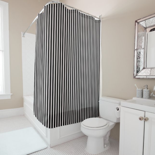 Black Striped Bathroom Shower Curtain Duschvorhang (Beispiel)