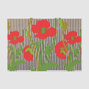 BLACK STRIPEN UND ROTE POPPIEN Gewebepapier Seidenpapier