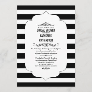 Black Stripes Ascot Chic Brautparty lädt ein Einladung