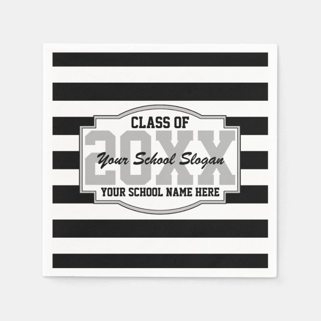 Black Stripes-Klasse der 20XX Graduationspartei Serviette (Vorderseite)