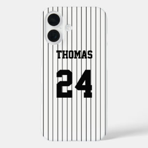 Black Stripes White Baseball Jersey iPhone 16 Hülle