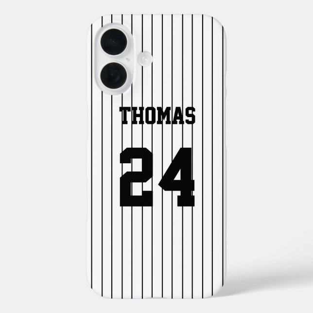 Black Stripes White Baseball Jersey Case-Mate iPhone Hülle (Rückseite)