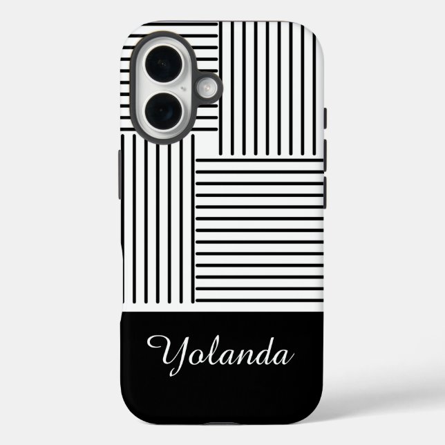 Black Stripes with Name  Case-Mate iPhone Hülle (Rückseite)