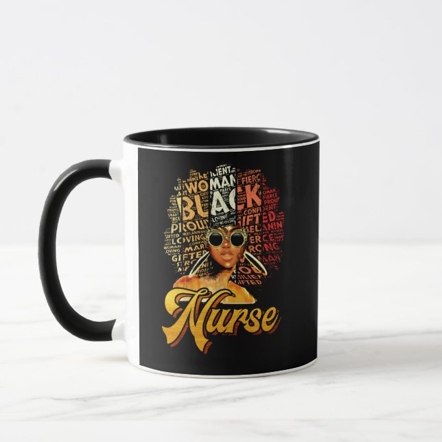 Black Strong Nurse Afro Melanin Afro Tasse (Links)