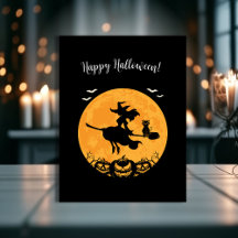 Black Stylish Halloween Hexe & Pumpkin Print