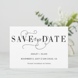 Black Stylish Simple Handwriting Calligraphy Save The Date