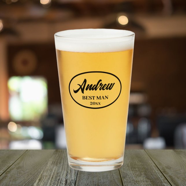 Black Stylized Name Wedding Trauzeuge Glas (In Situ)