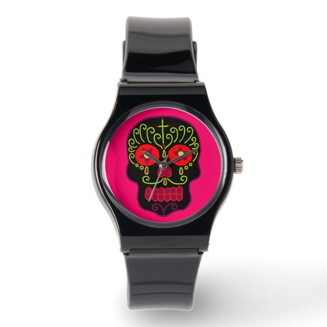 Black Sugar Skull Armbanduhr (Vorderseite)