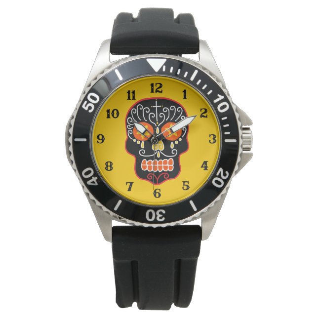 Black Sugar Skull Armbanduhr (Vorderseite)