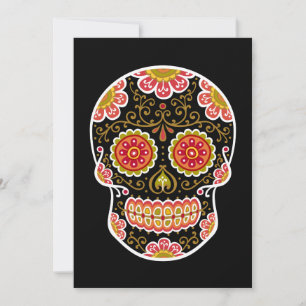 Black Sugar Skull Black 5" x 7" Einladung