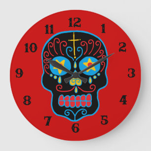 Black Sugar Skull Große Wanduhr