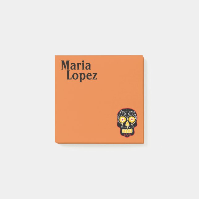 Black Sugar Skull Post-it Klebezettel (Vorderseite)