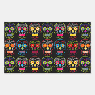 Black Sugar Skull Rechteckiger Aufkleber