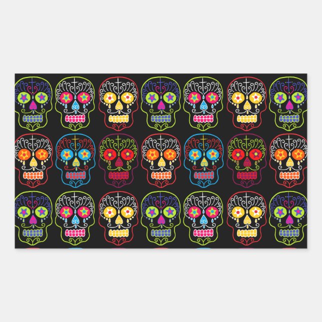 Black Sugar Skull Rechteckiger Aufkleber (Vorderseite)