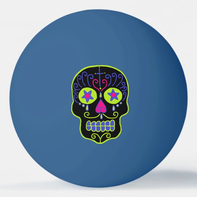 Black Sugar Skulls Tischtennisball (Vorderseite)