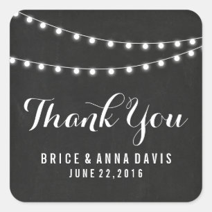 Black Summer String Light Wedding Vielen Dank Quadratischer Aufkleber
