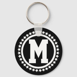 Black Super Star Mit Monogramm Schlüsselanhänger