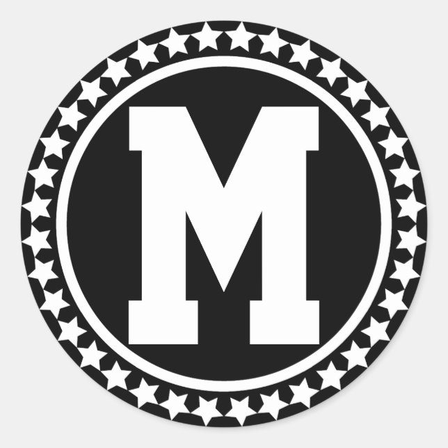 Black Superstar Monogram Runder Aufkleber (Vorderseite)