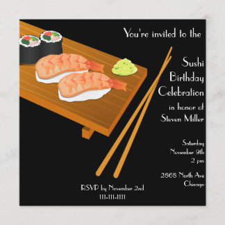 Black Sushi Birthday Einladung