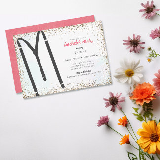 Black Suspenders Bachelor Party Einladung