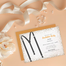 Black Suspenders Glitzer Bachelor Party Einladung