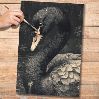 Black Swan 2 Decoupage Paper Seidenpapier