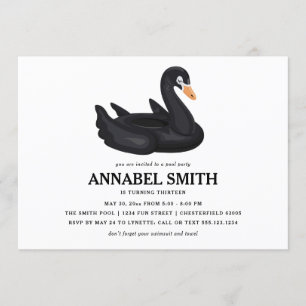 Black Swan Float Birthday Pool Party Einladung
