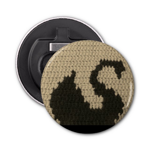 Black Swan Profil Natural Unique Crochet Print Flaschenöffner (Vorderseite)